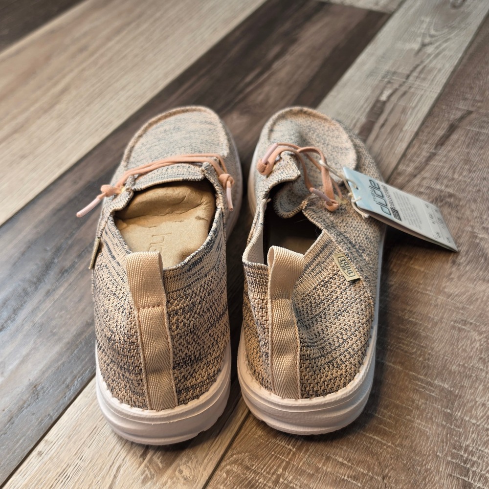 Hey Dude Knit Collection Women's Casual Lace-Up Sneakers in Beige - Picture 4 of 7
